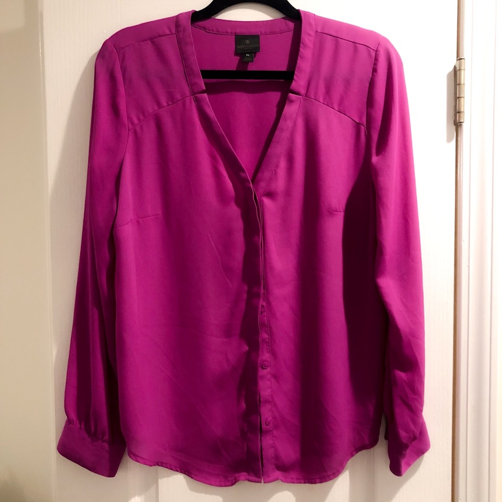 Worthington Magenta Pink Button-up Blouse